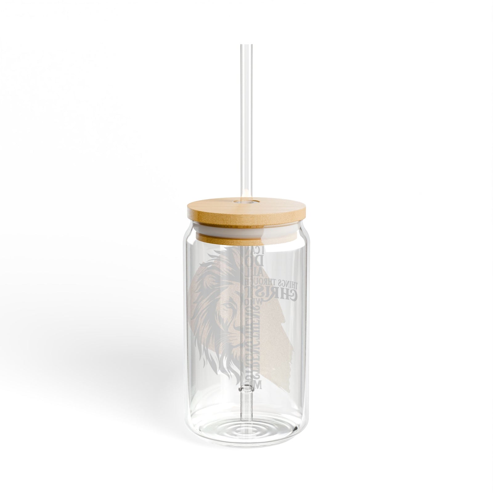 All Things Through Christ Christian Tumbler Sipper Glass 16oz — Reusable Drink Jar with Lid & Straw - Sydney So Sweet