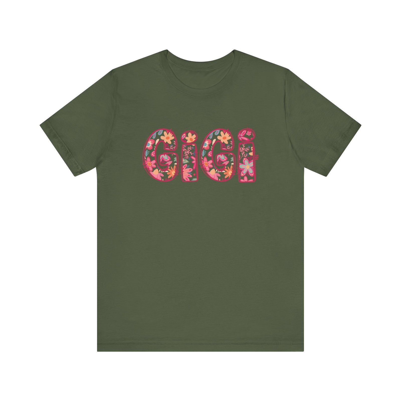 Gigi Boho Pink Floral Graphic T‑Shirt Flower Pattern Grandmother Tee