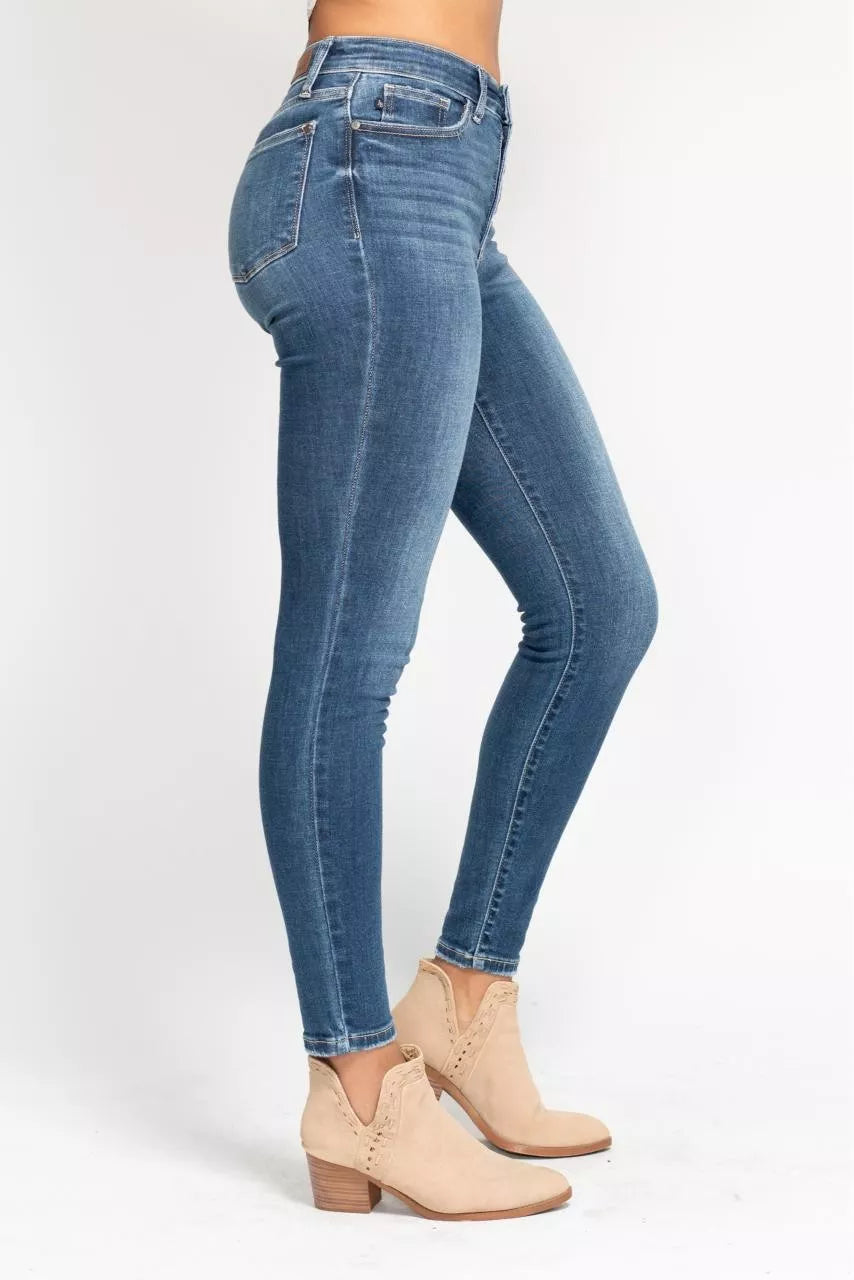 Judy Blue Full Size High Rise Button Fly Skinny Jeans Plus Size - Sydney So Sweet