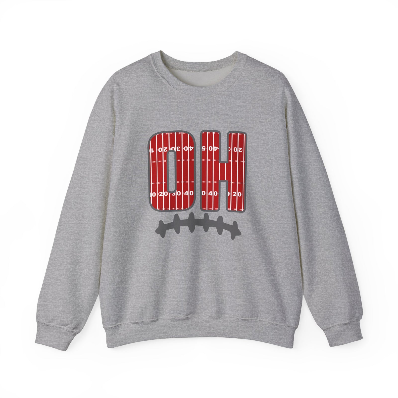OH Football Field Stripe Ohio State Crew Neck Sweatshirt Scarlet & Gray Gameday Pullover