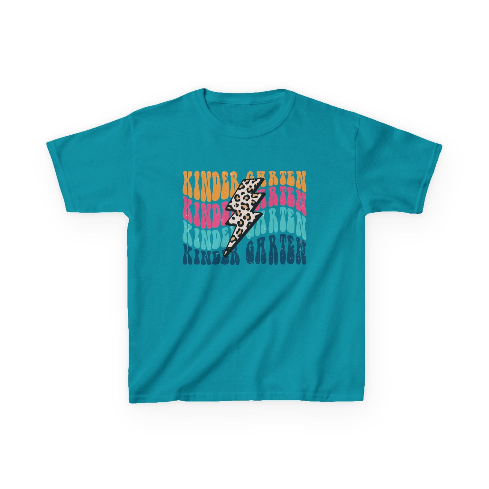 Kindergarten Grade Leopard Lightning Graphic Tee Back-to-School Kids T-Shirt