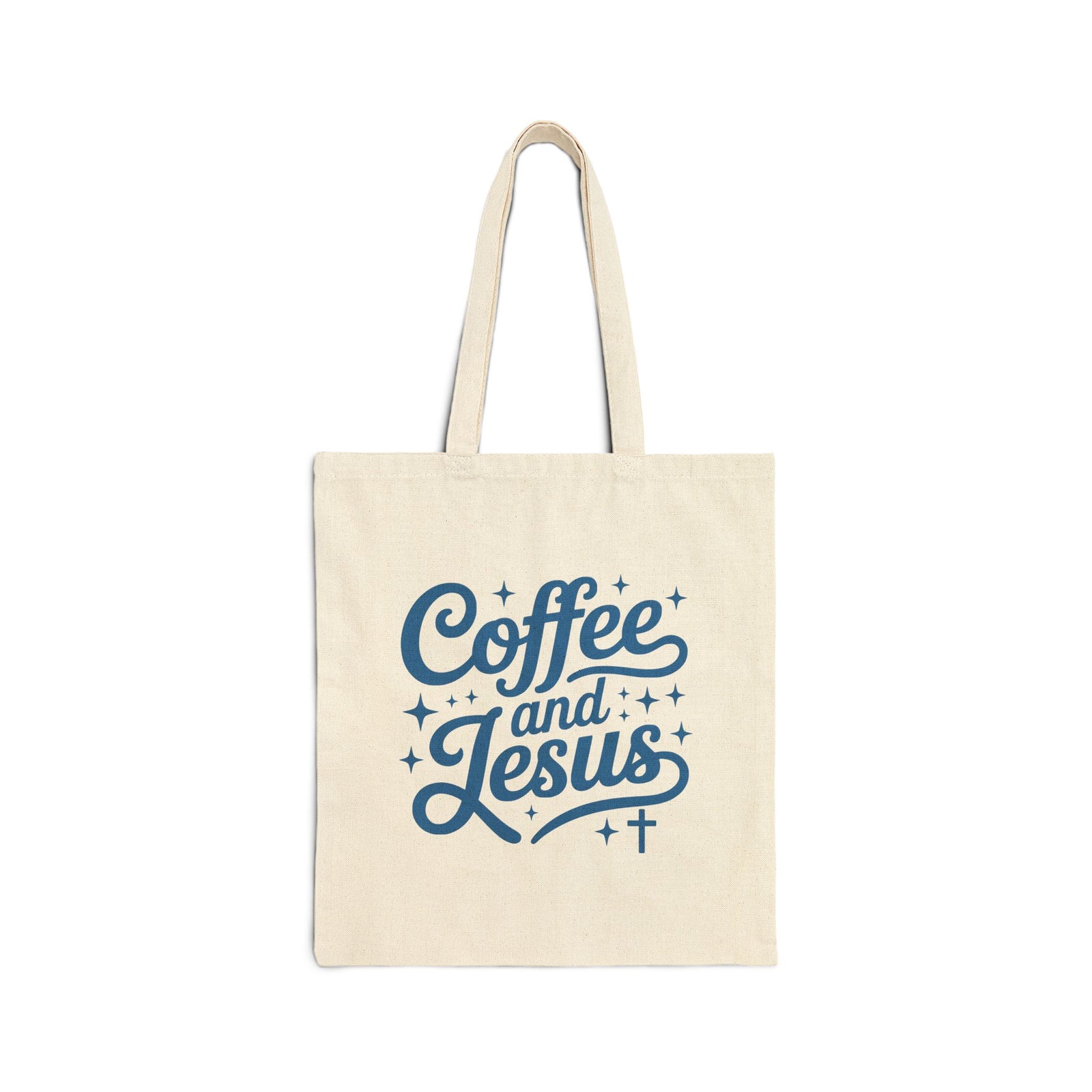 Coffee and Jesus Blue Christian Cotton Canvas Tote Bag