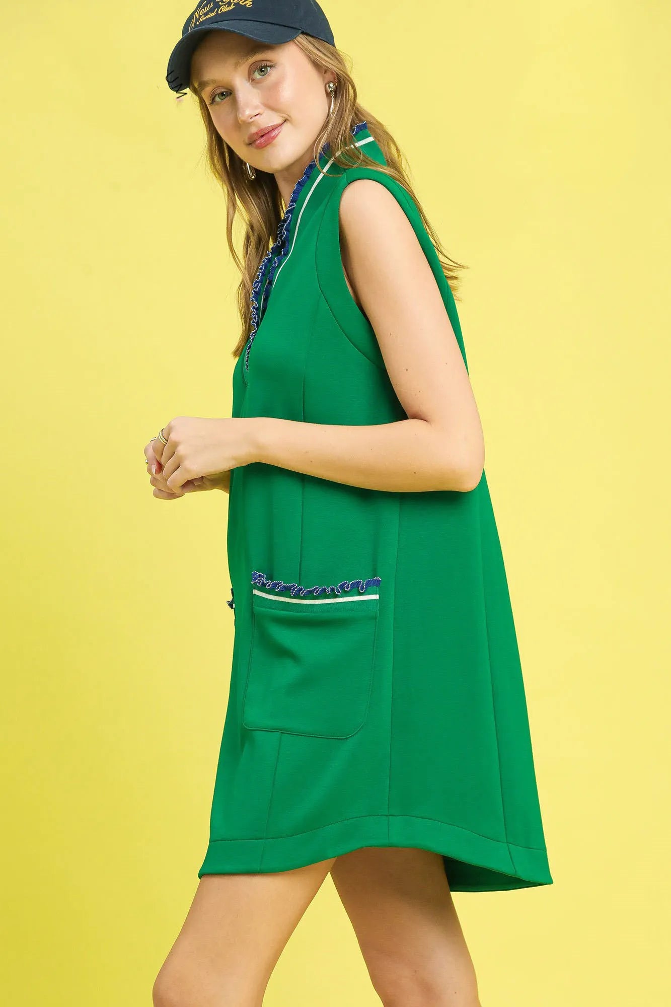 Umgee Frill Contrast Trim Sleeveless Mini Dress - Sydney So Sweet