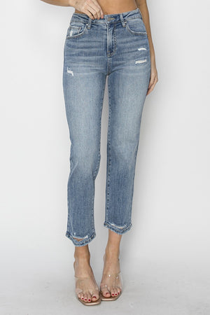 RISEN Full Size High Waist Distressed Cropped Jeans - Sydney So Sweet