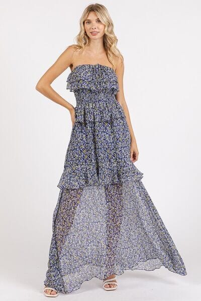 Mittoshop Ruffled Smocked Floral Halter Neck Maxi Dress - Sydney So Sweet