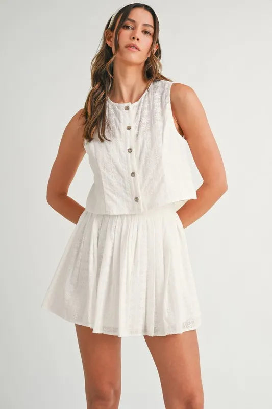 MABLE Eyelet Lace Top and Mini Skirt Set - Sydney So Sweet