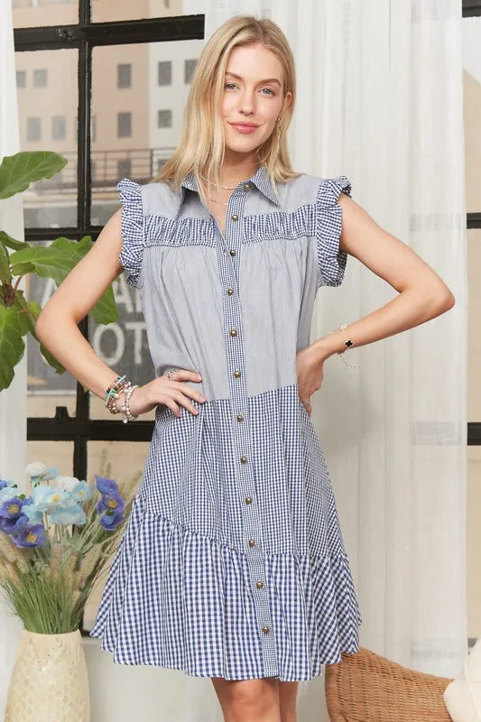 ADORA Button Down Textured Babydoll Dress - Sydney So Sweet