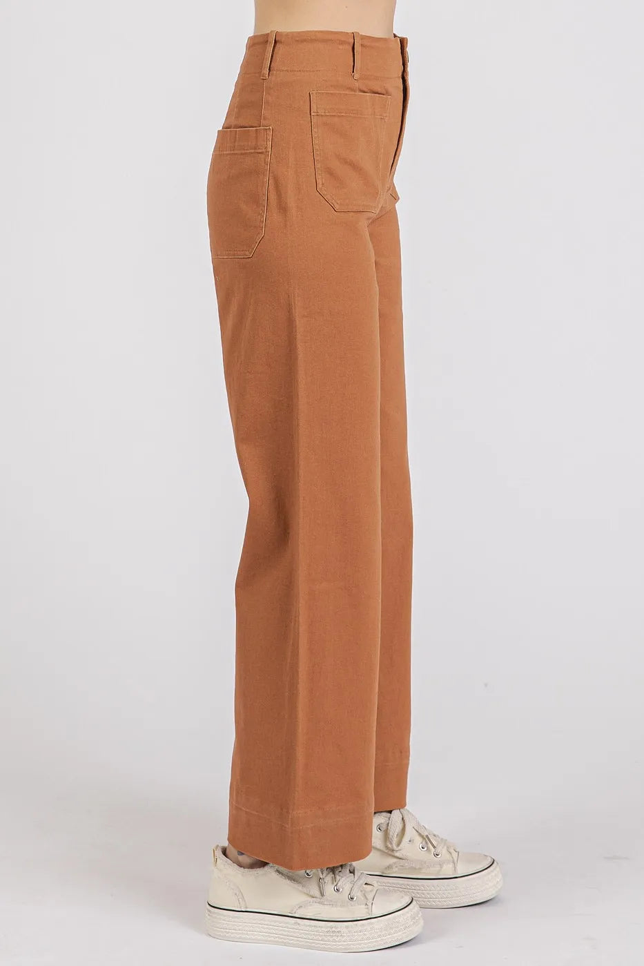 Mittoshop Twill Patch Pocket High Rise Wide Leg Pants - Sydney So Sweet
