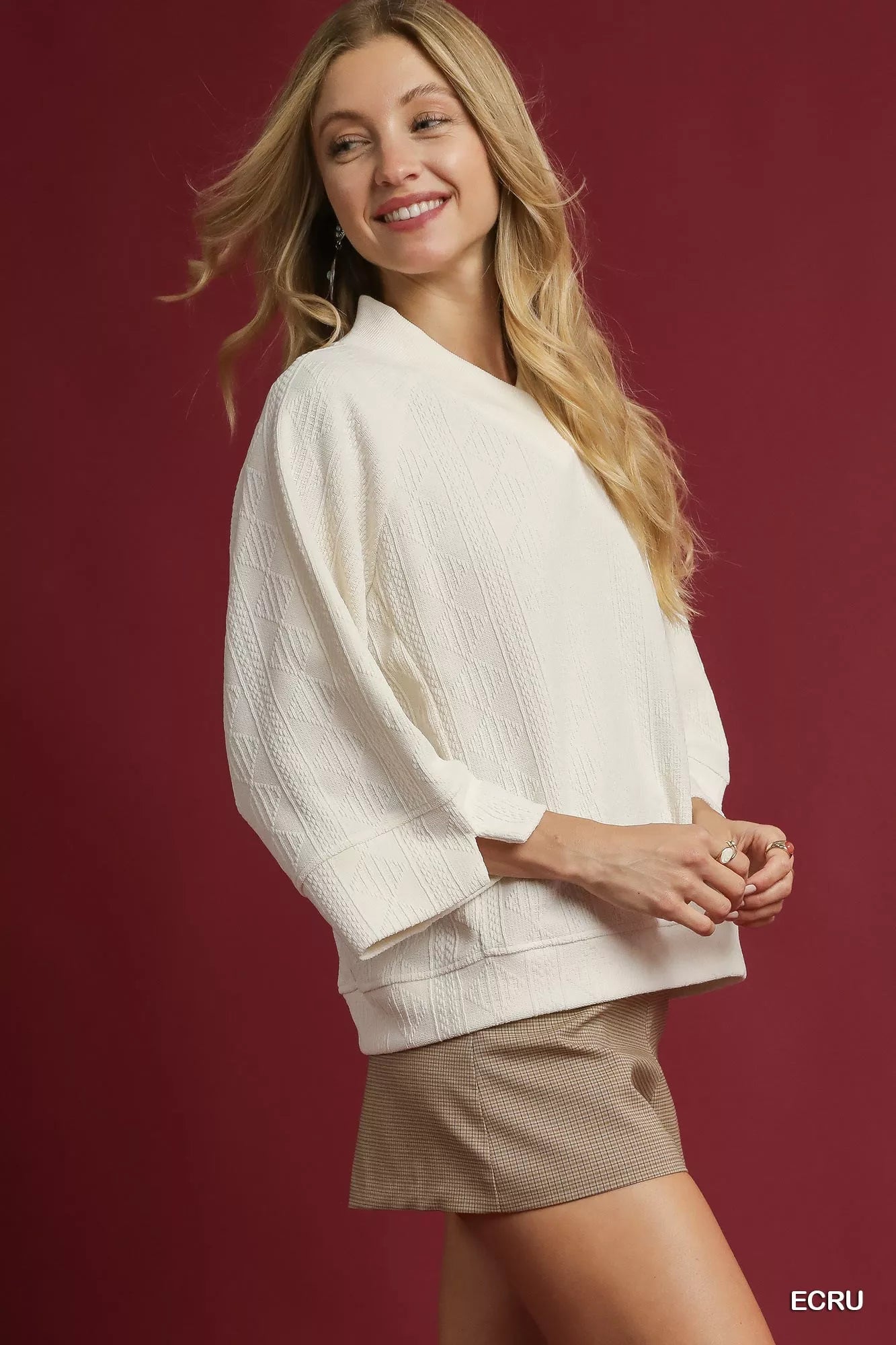 Umgee Textured Knit V-Neck Top - Sydney So Sweet