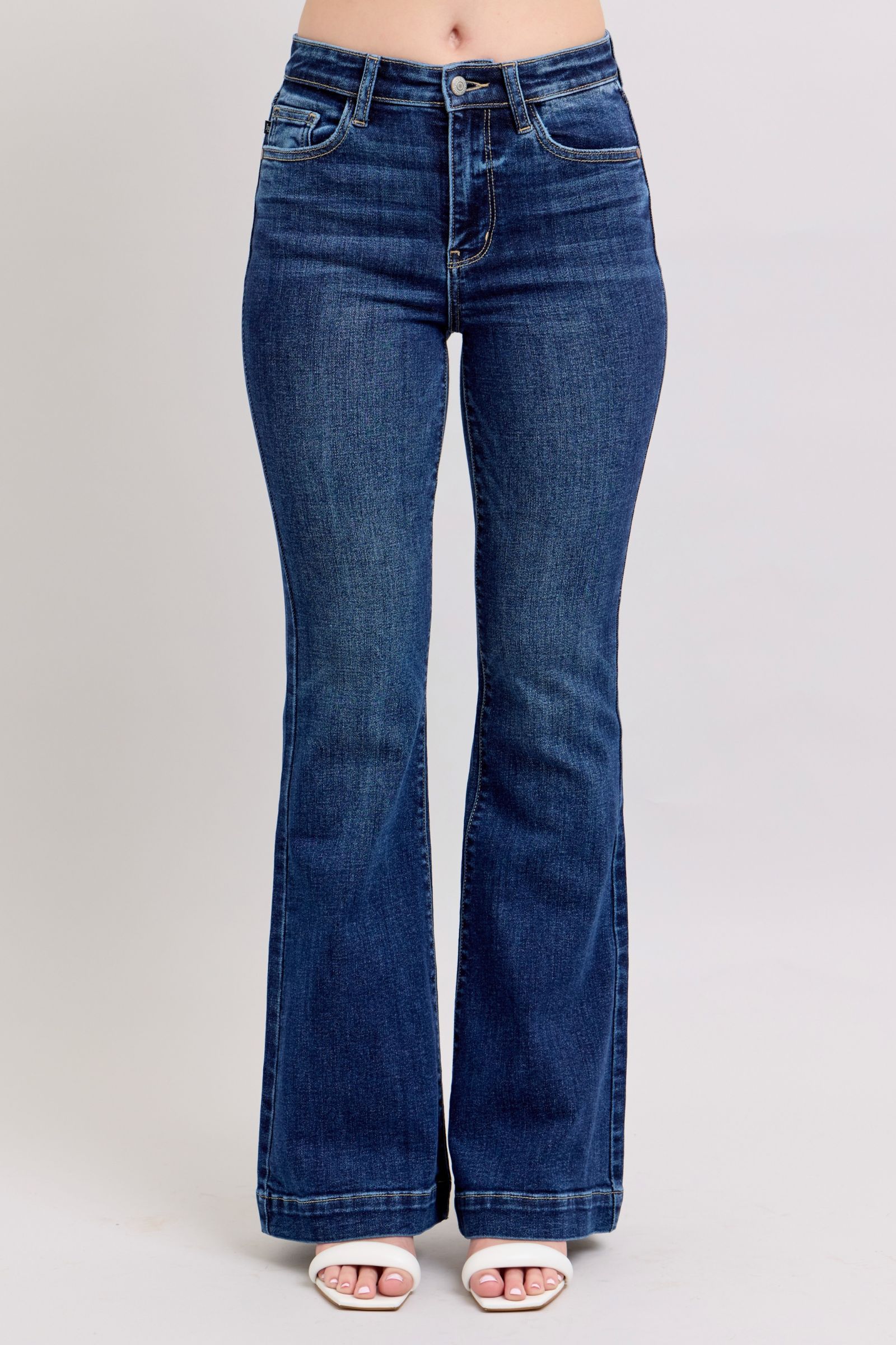 Judy Blue Full Size High Rise Flare Jeans with Pockets Plus Size - Sydney So Sweet