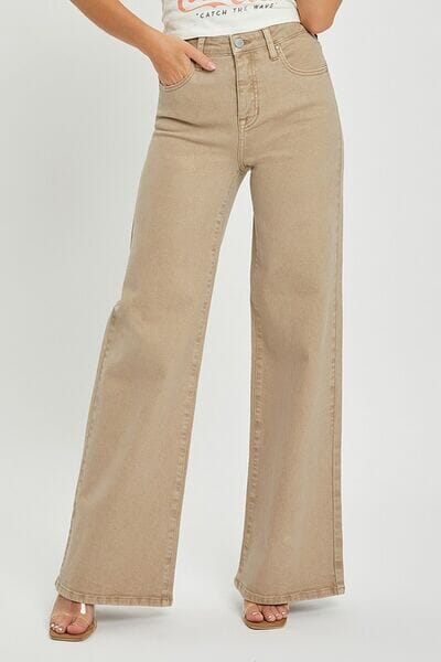 RISEN Full Size Tummy Control High Rise Wide Leg Jeans Plus Size - Sydney So Sweet