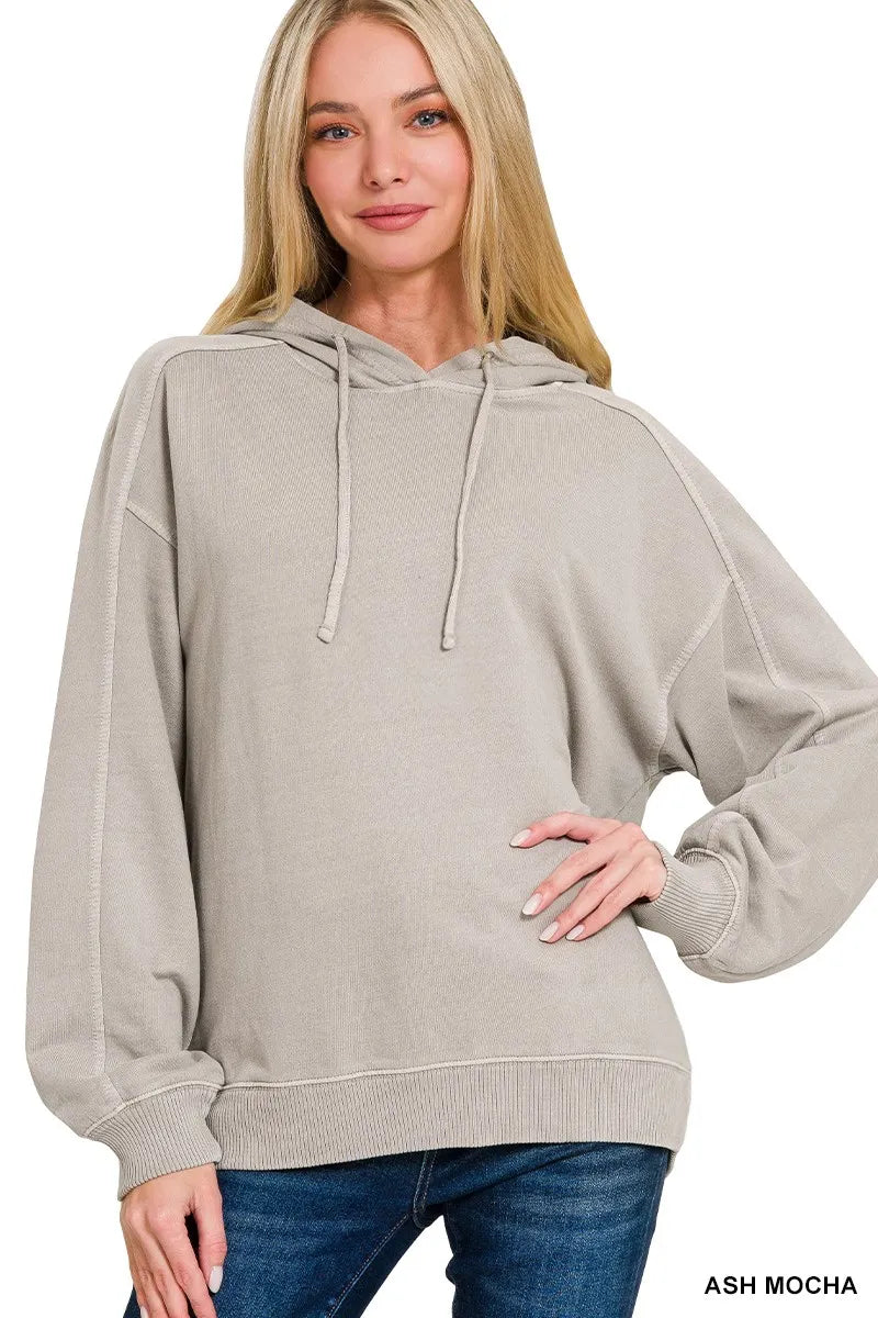 Zenana French Terry Pigment Dye & Enzyme Washing Hoodie - Sydney So Sweet