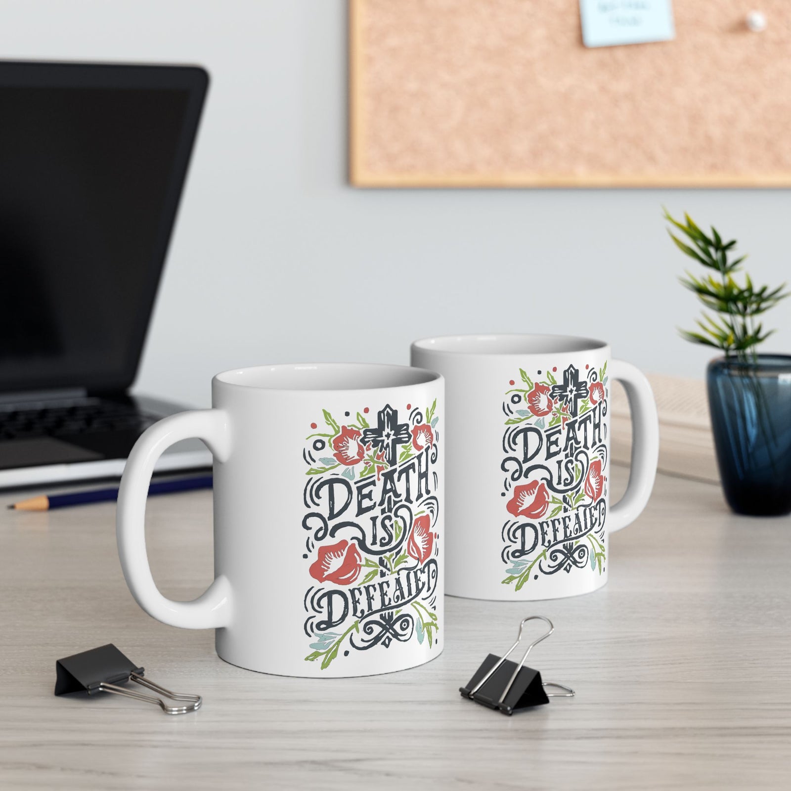 Death is Defeated Easter Christian Ceramic Mug Coffee Cup (11oz & 15oz)
