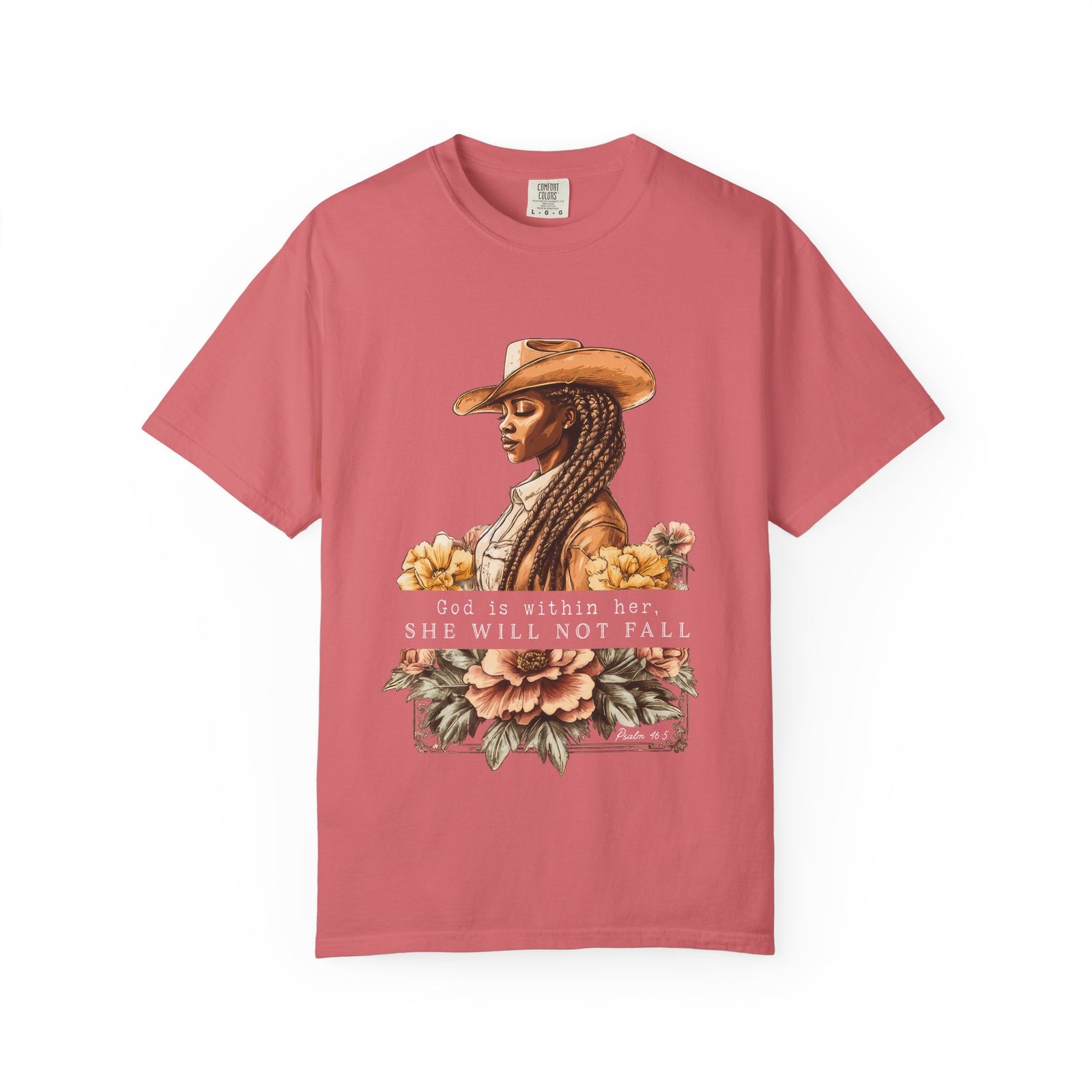 God is With Her She Will Not Fall T-Shirt Floral Cowgirl Empowerment Tee