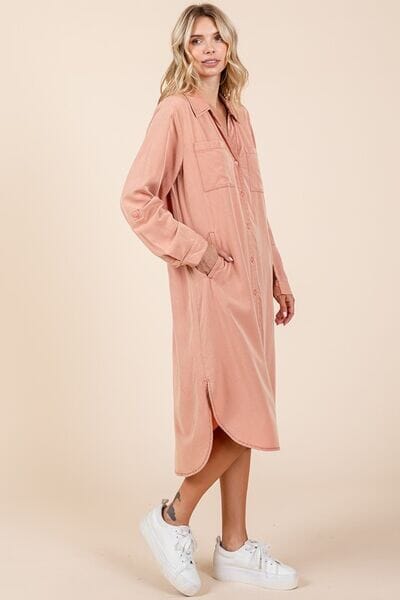 Mittoshop Button Down Long Sleeve Shirt Dress - Sydney So Sweet