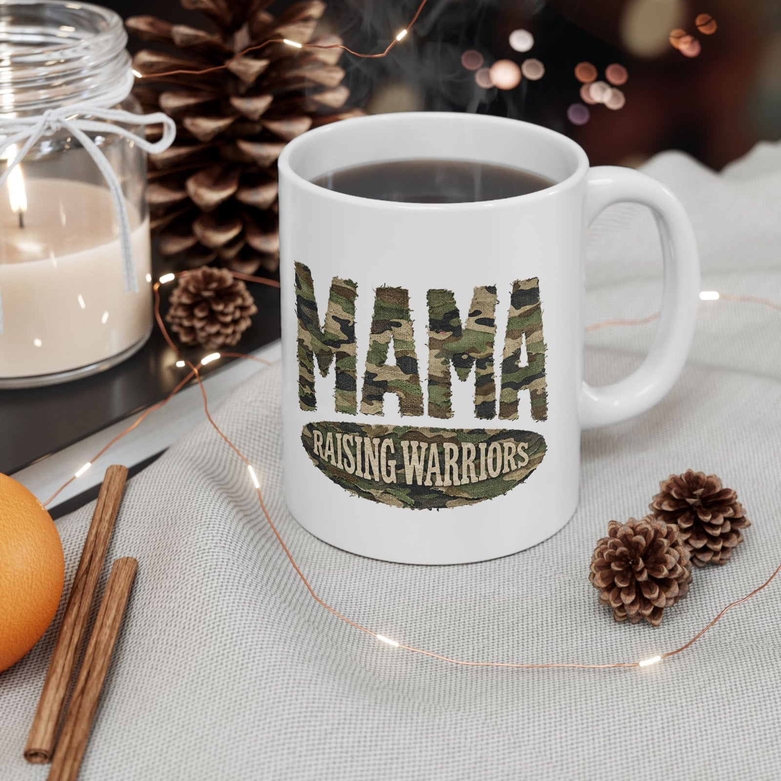 Camo Mama Raising Warriors Cute Ceramic Mug Coffee Cup (11oz & 15oz)