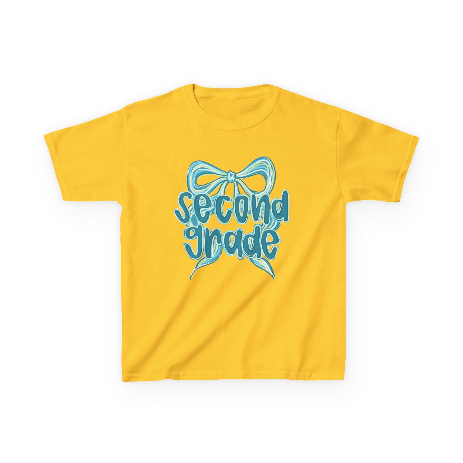 Second Grade Kids Tee Cute Blue Coquette Bow Back to School 2nd Grade T-Shirt