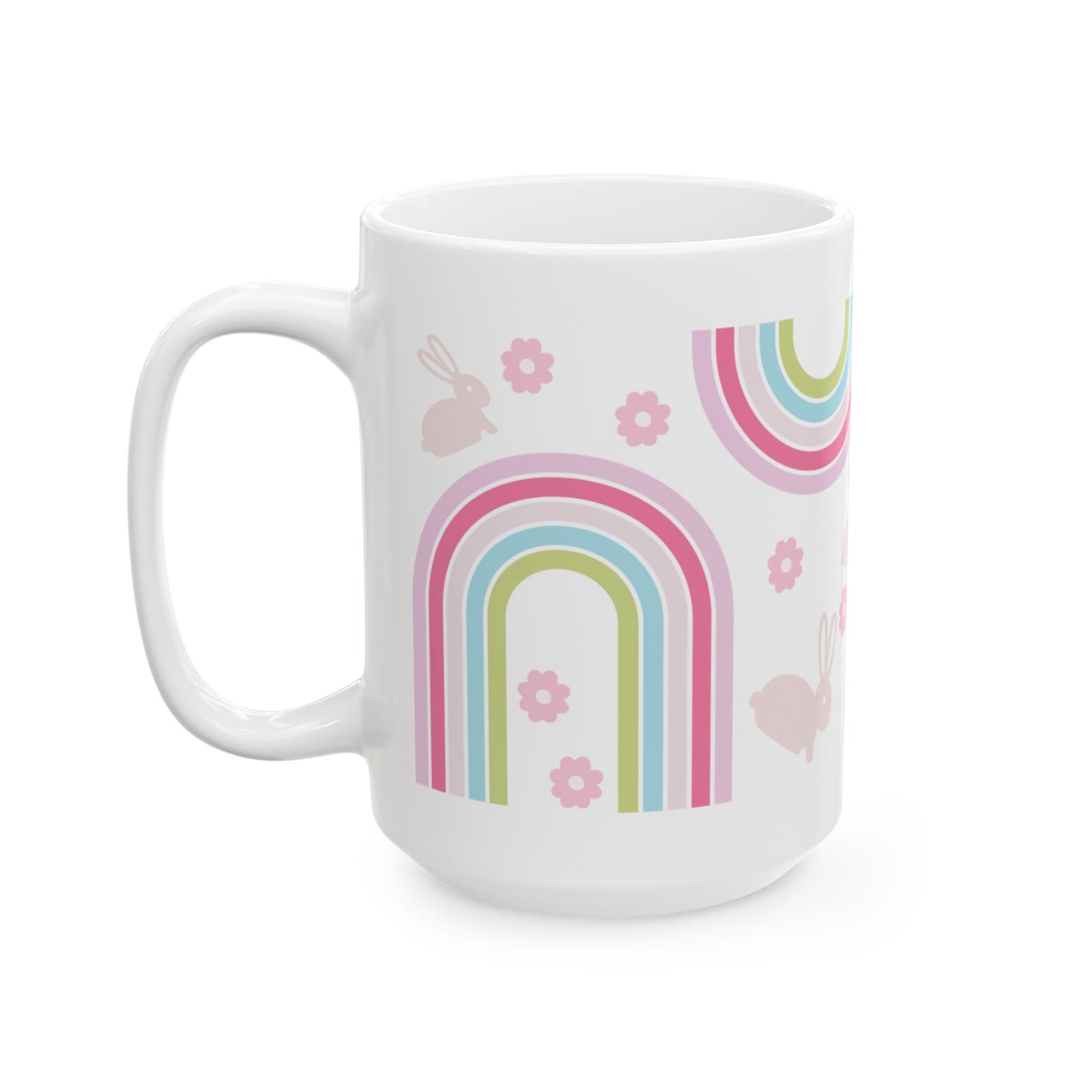 Pastel Bunny Rainbow Cute Ceramic Mug Coffee Cup (11oz & 15oz)