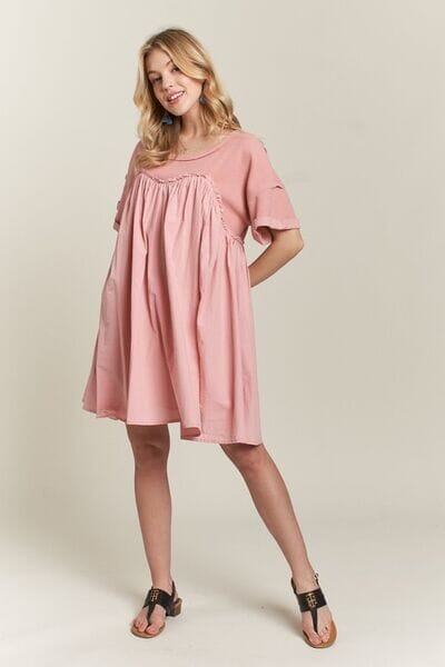 ADORA Round Neck Half Sleeve Babydoll Dress - Sydney So Sweet