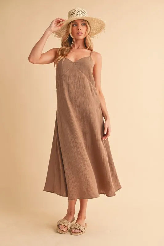 Aemi+Co Side Button Midi Cami Dress - Sydney So Sweet