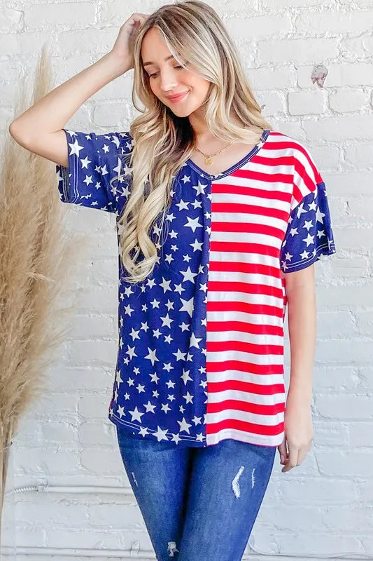 And The Why American Flag Short Sleeve Top - Sydney So Sweet