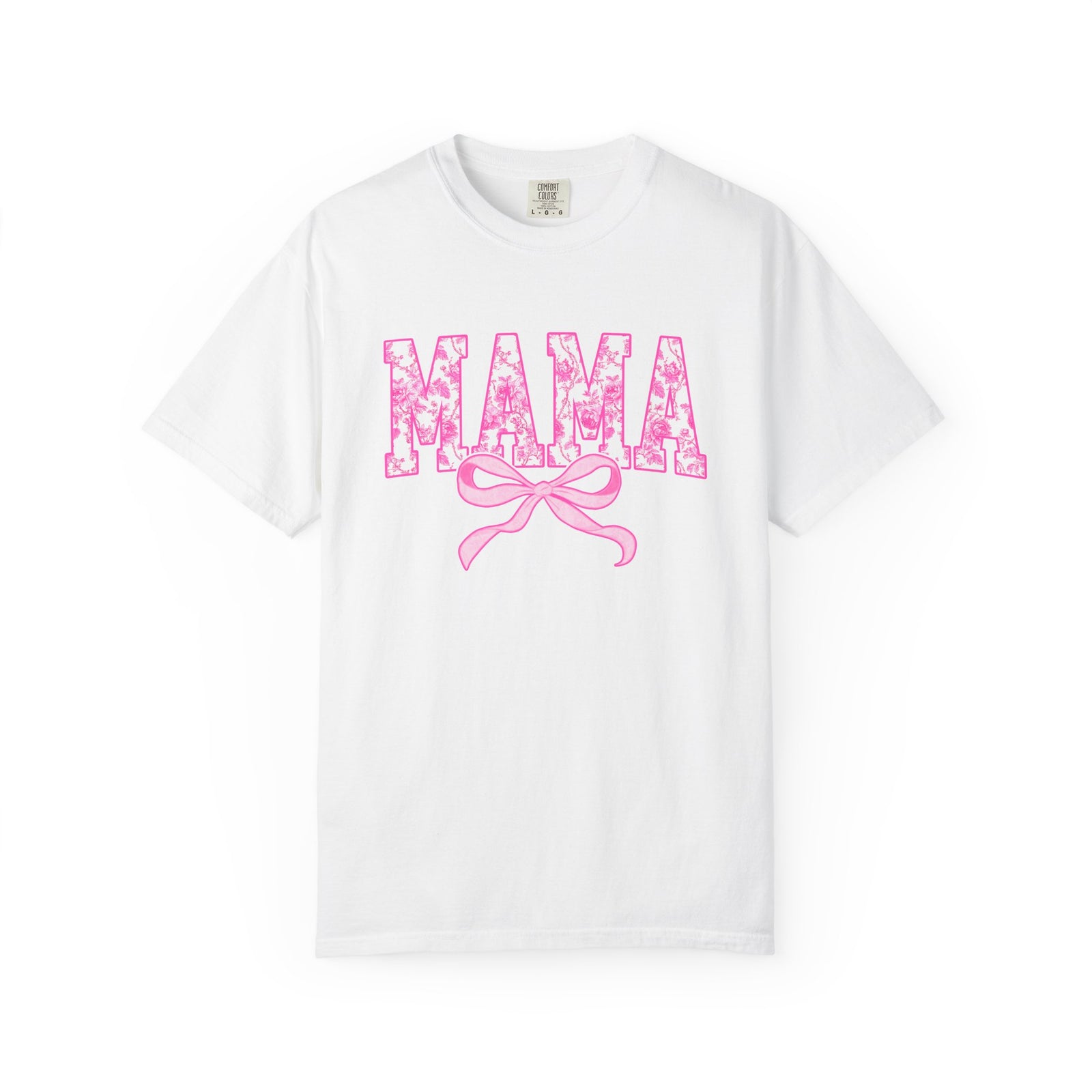 Mama Coquette Pink Toile Bow T-Shirt Cute Mom Graphic Tee