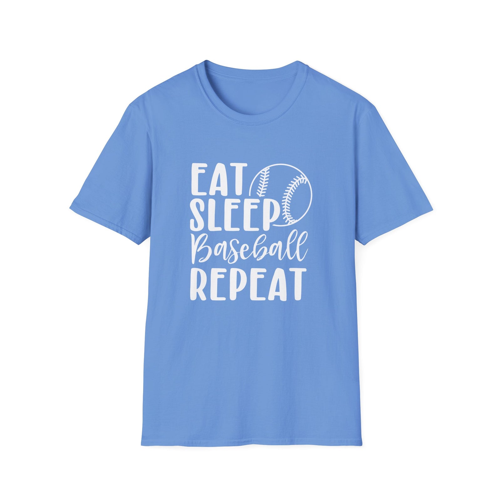 Eat Sleep Baseball Repeat Graphic T-Shirt Cute Sports Mom Tee (12 Team Colors)