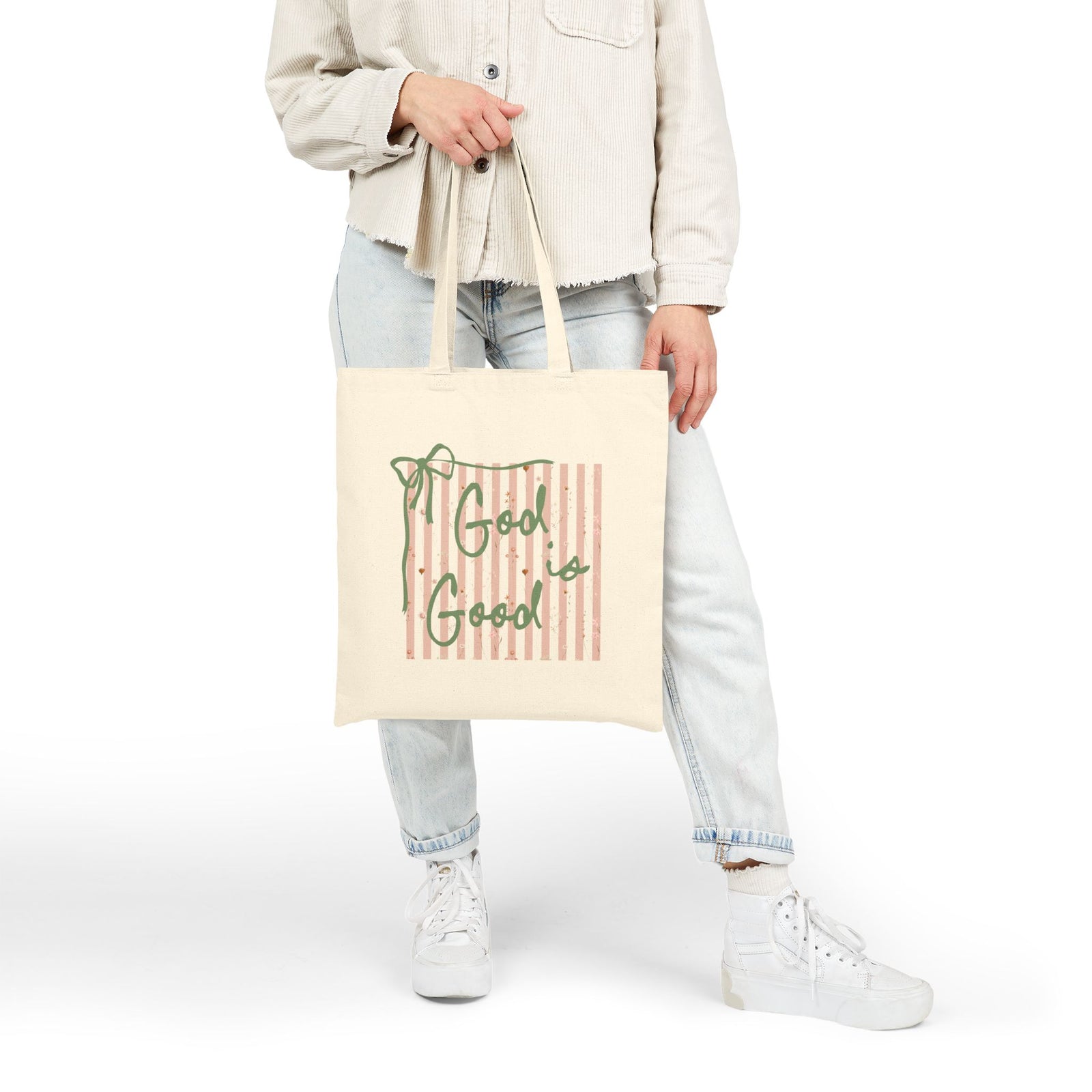 Good is Good Striped Christian Church Cotton Canvas Tote Bag