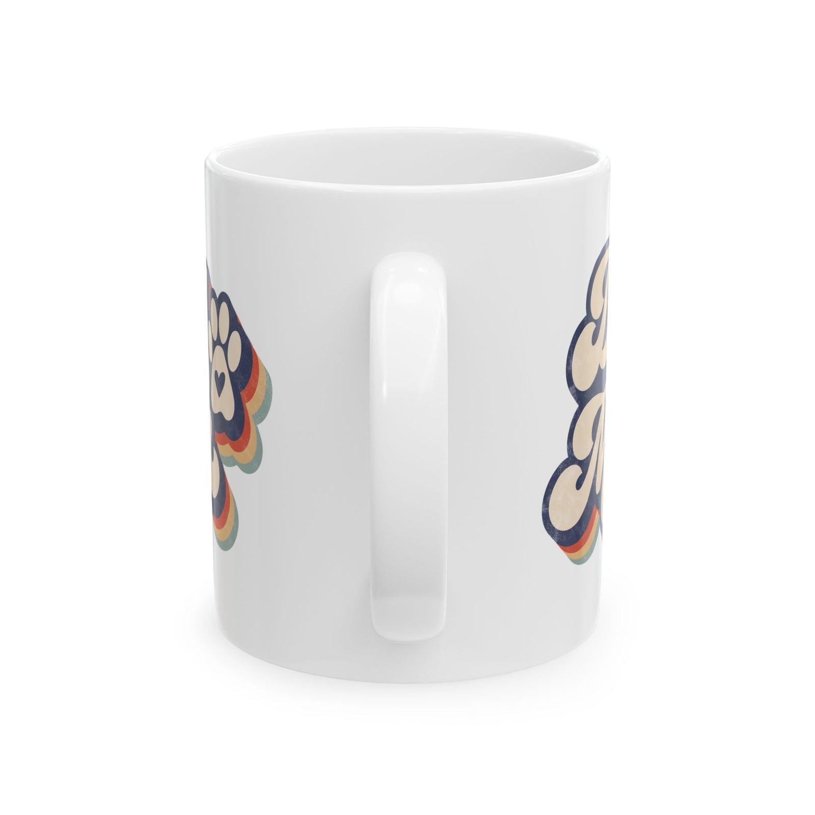 Dog Mom Retro Rainbow Paw Cute Ceramic Mug Coffee Cup (11oz & 15oz)