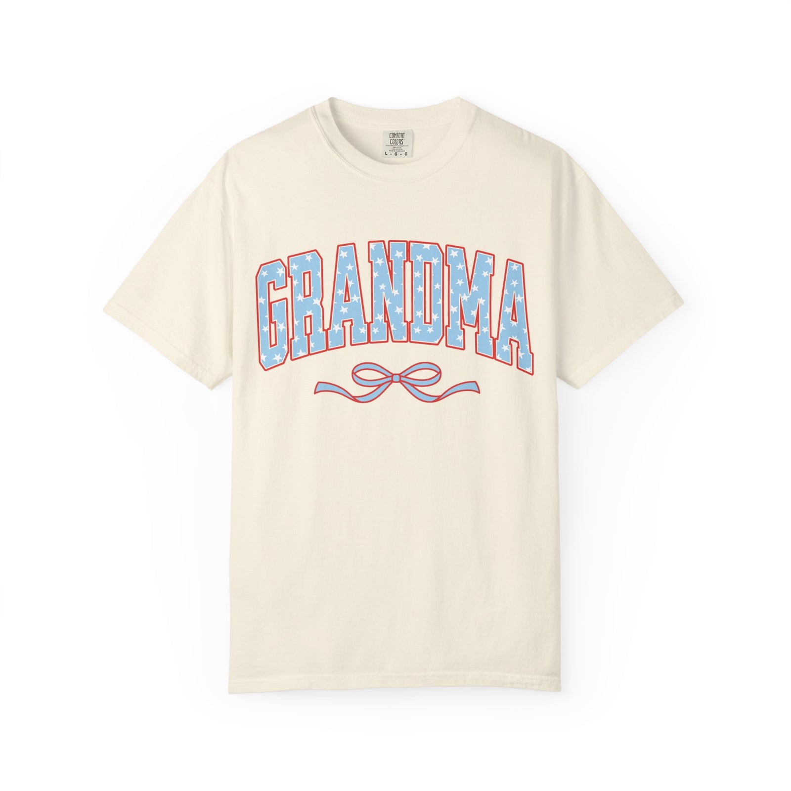Grandma 4th of July USA Coquette Varsity Blue Bow Patriotic T-shirt Preppy Star Tee