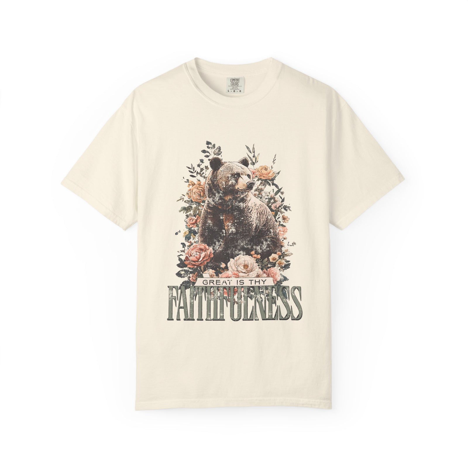 How Great is Thy Faithfulness T-Shirt Grizzly Bear Christian Distressed Tee