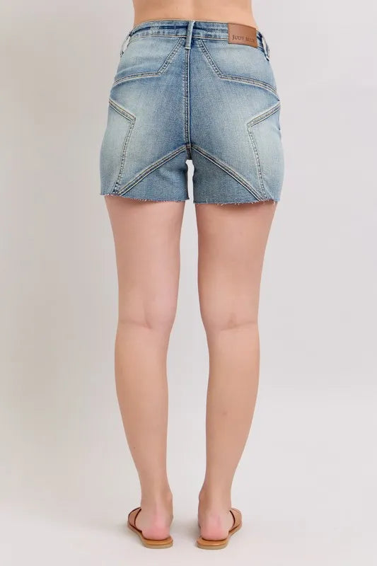 Judy Blue High Waist Star Seam Detail Denim Shorts - Sydney So Sweet