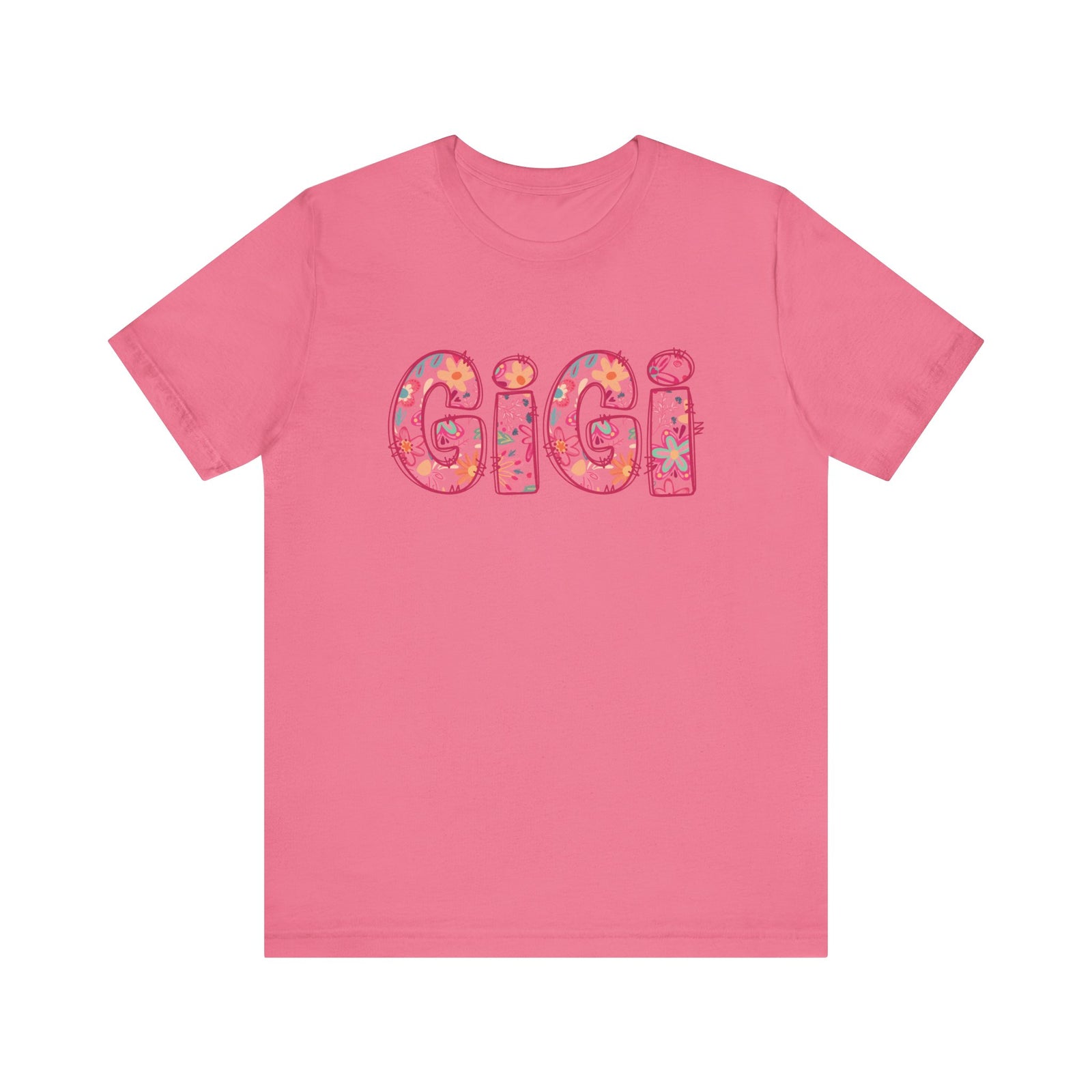 Gigi Boho Pink Floral Graphic T‑Shirt Flower Pattern Grandmother Tee