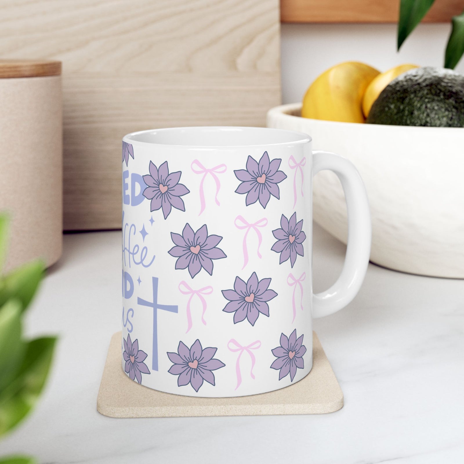 Fueled by Iced Coffee and Jesus Cute Ceramic Mug Coffee Cup (11oz & 15oz)
