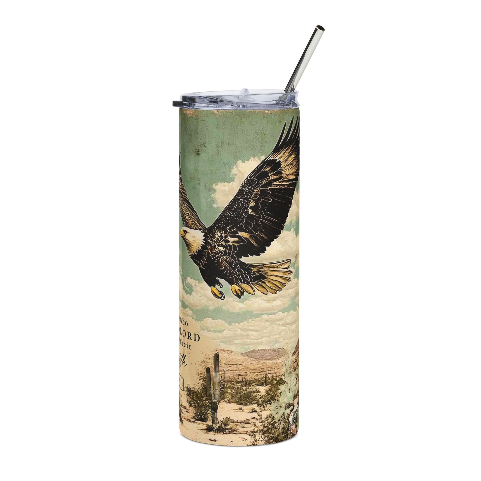 Those Who Hope Isaiah 40:31 Eagle & Cactus 20oz Stainless Tumbler Christian Inspirational Travel Cup