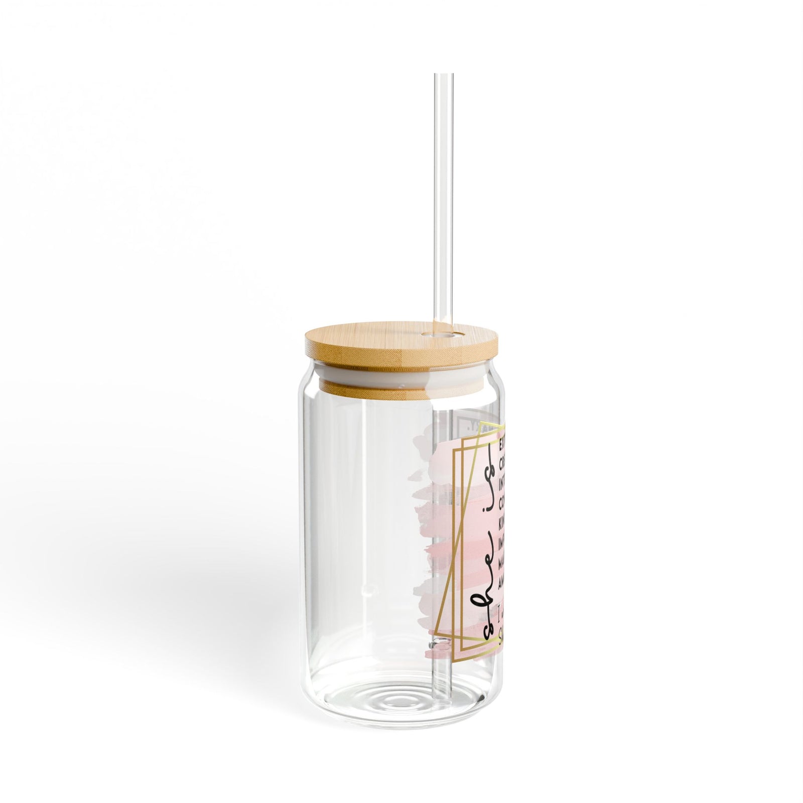 She is Me Inspirational Tumbler Sipper Glass 16oz — Reusable Drink Jar with Lid & Straw - Sydney So Sweet