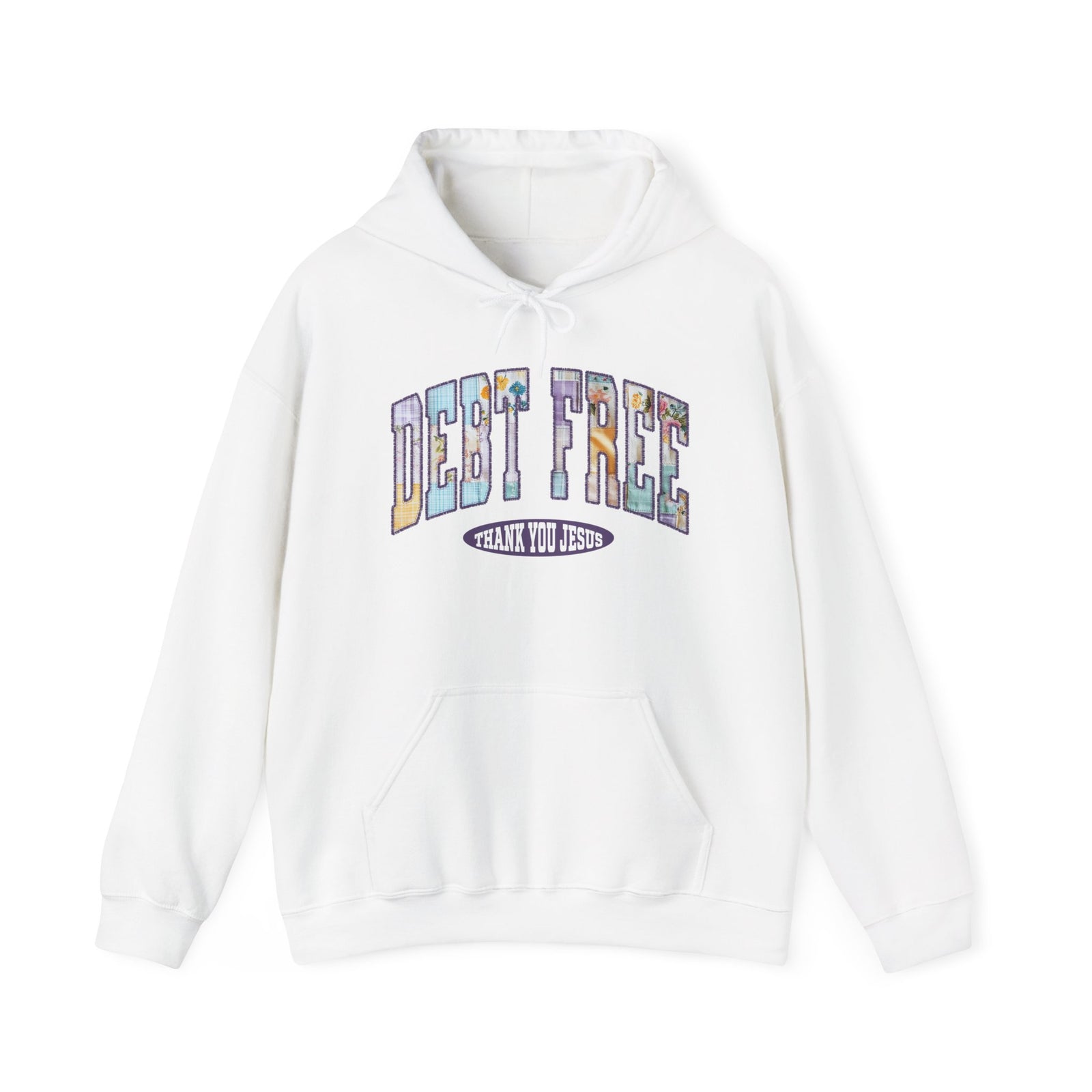 Debt Free Hoodie Pastel Debt Free Christian Thank You Jesus Hooded Sweatshirt