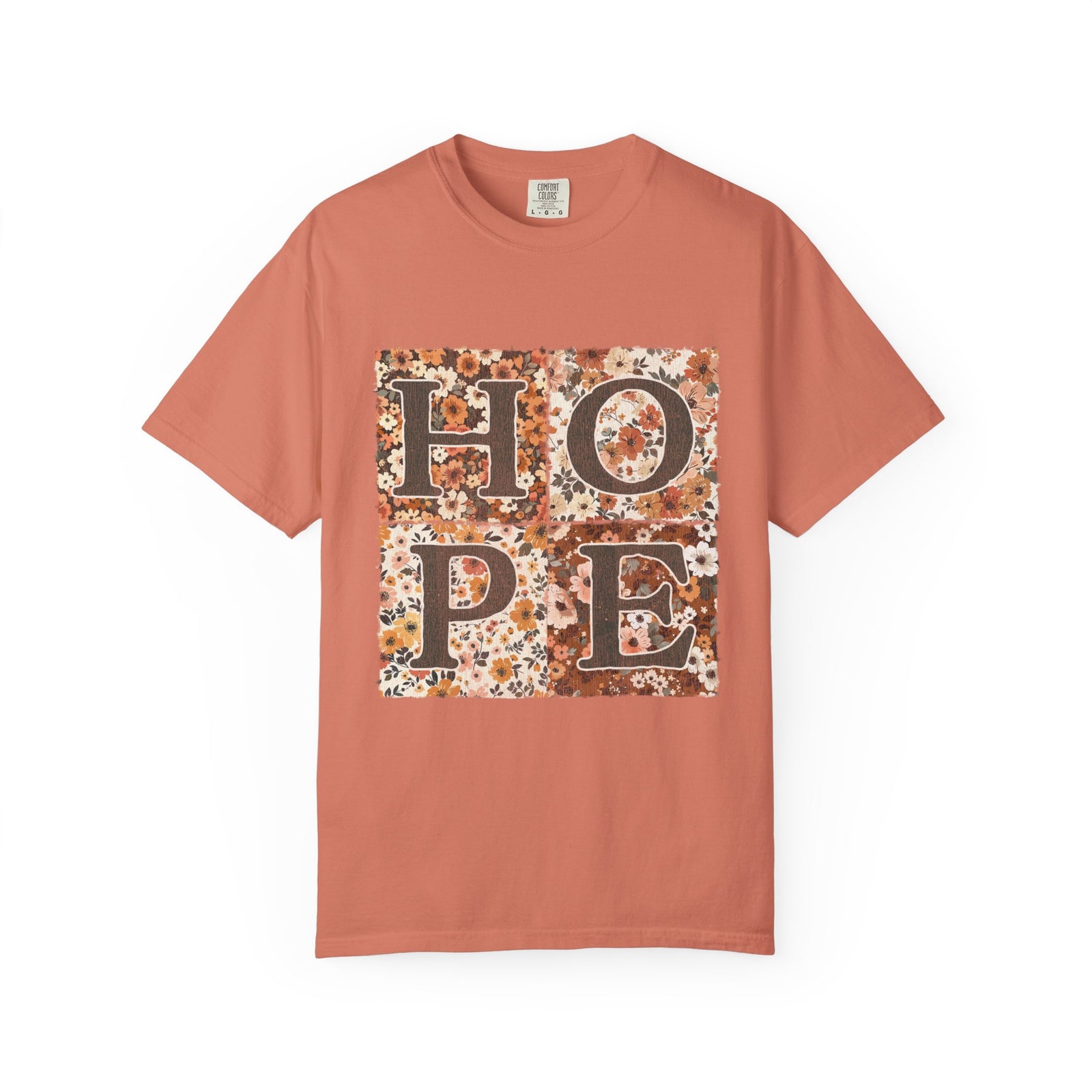 Hope Floral Patchwork Distressed T-Shirt Vintage Inspirational Tee