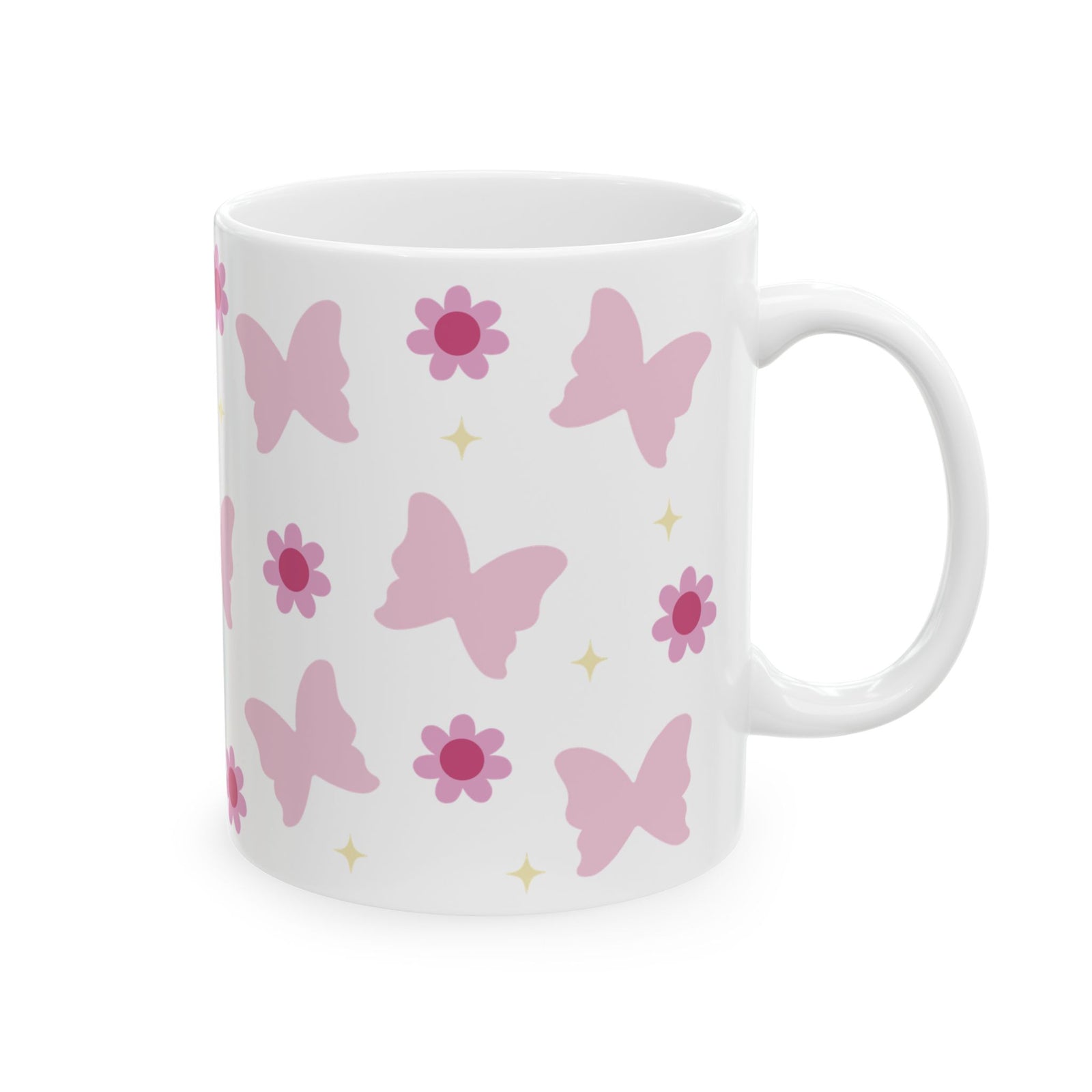 Butterflies & Daisies Cute Ceramic Mug Coffee Cup (11oz & 15oz)