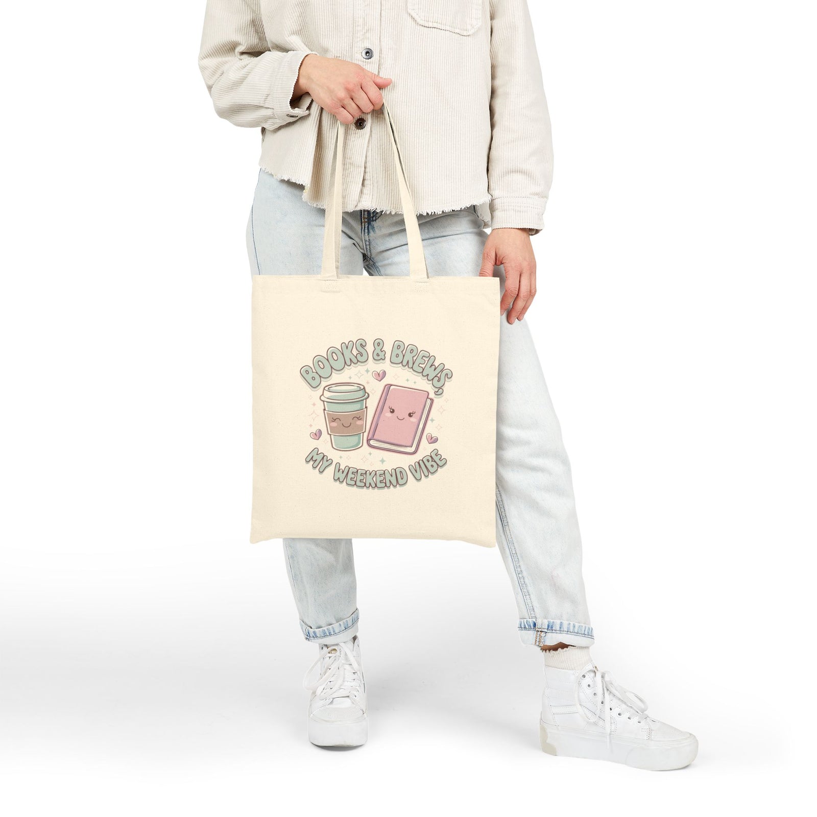 Books & Brews My Weekend Vibe Coffee & Book Cotton Canvas Tote Bag