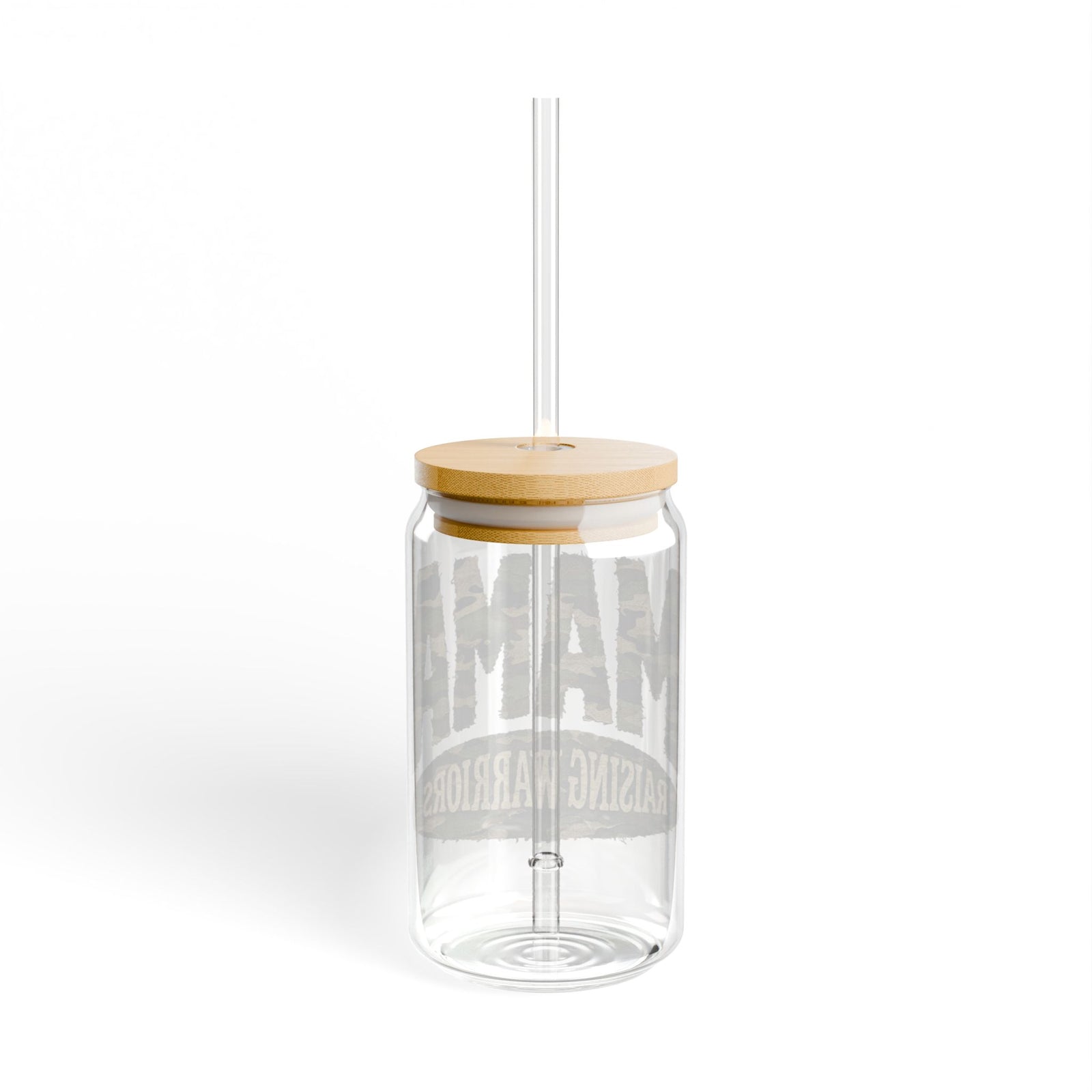 Mama Raising Warriors Camouflage Sipper Glass 16oz Reusable Drink Jar with Lid & Straw