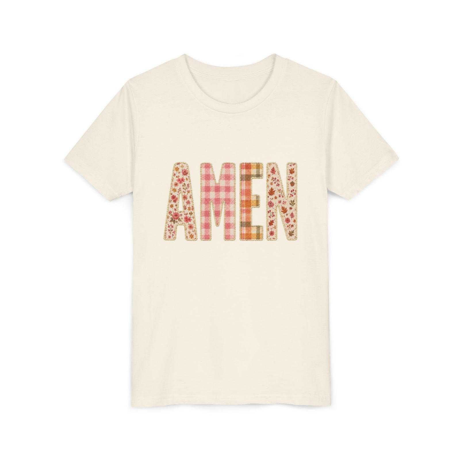 AMEN Floral Plaid Tee Kids Christian Graphic T-Shirt