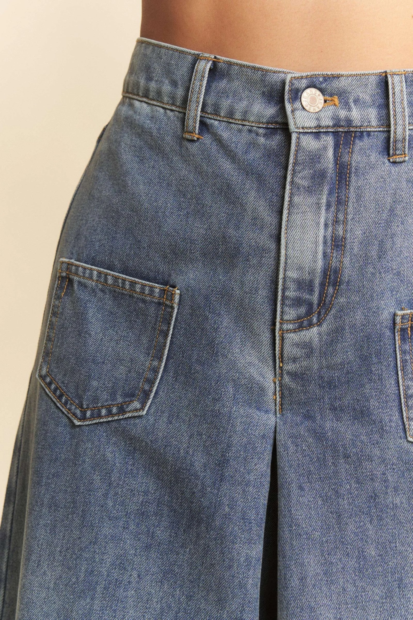 Davi & Dani Patch Pocket Wide Leg Culotte Jeans - Sydney So Sweet