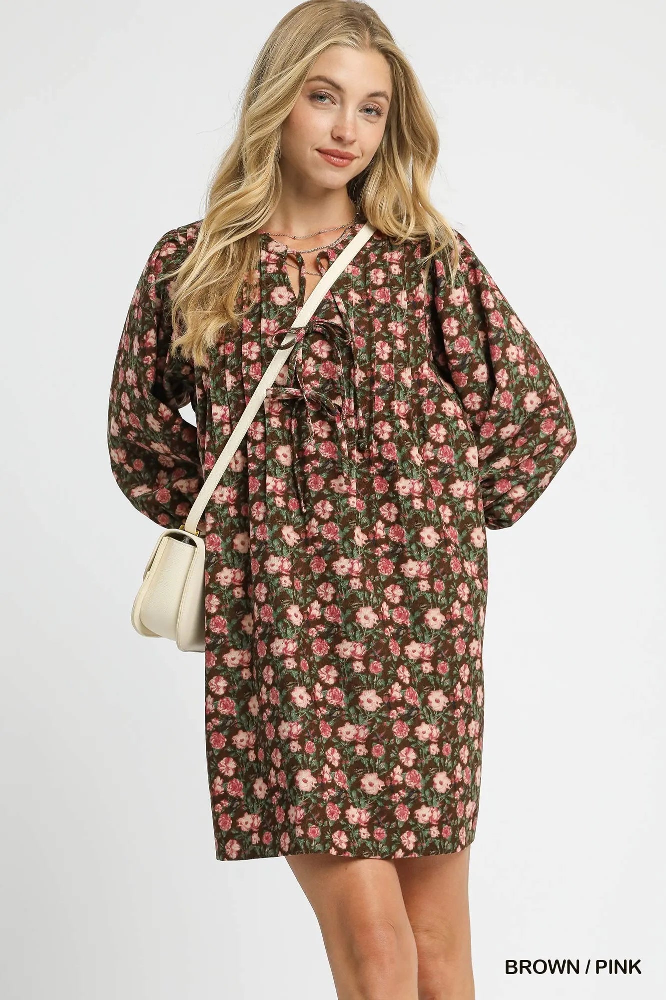 Umgee Floral Tie-Neck Babydoll Dress - Sydney So Sweet