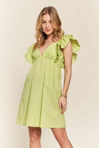 ADORA Smocked Back Ruffled Cap Sleeve Babydoll Dress - Sydney So Sweet