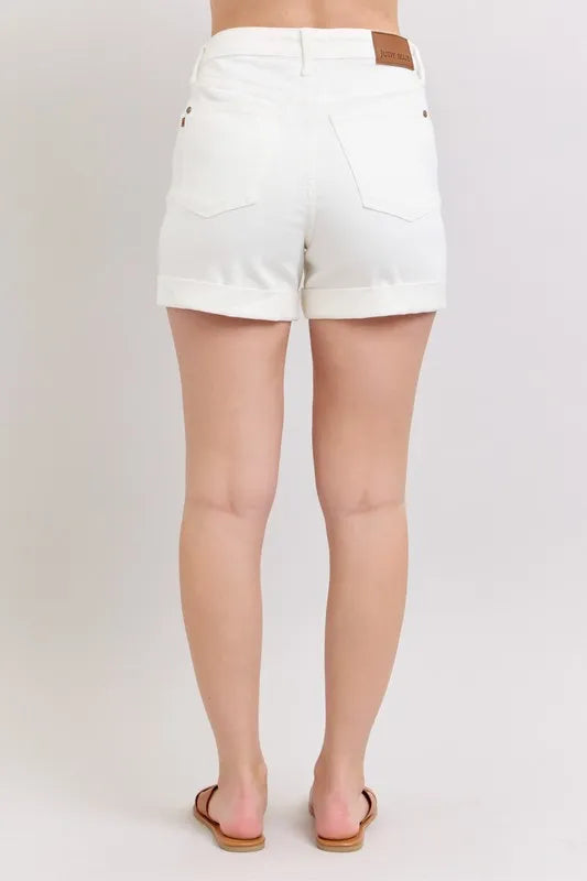 Judy Blue Full Size High Waist Double Roll Cuff Denim Shorts Plus Size - Sydney So Sweet