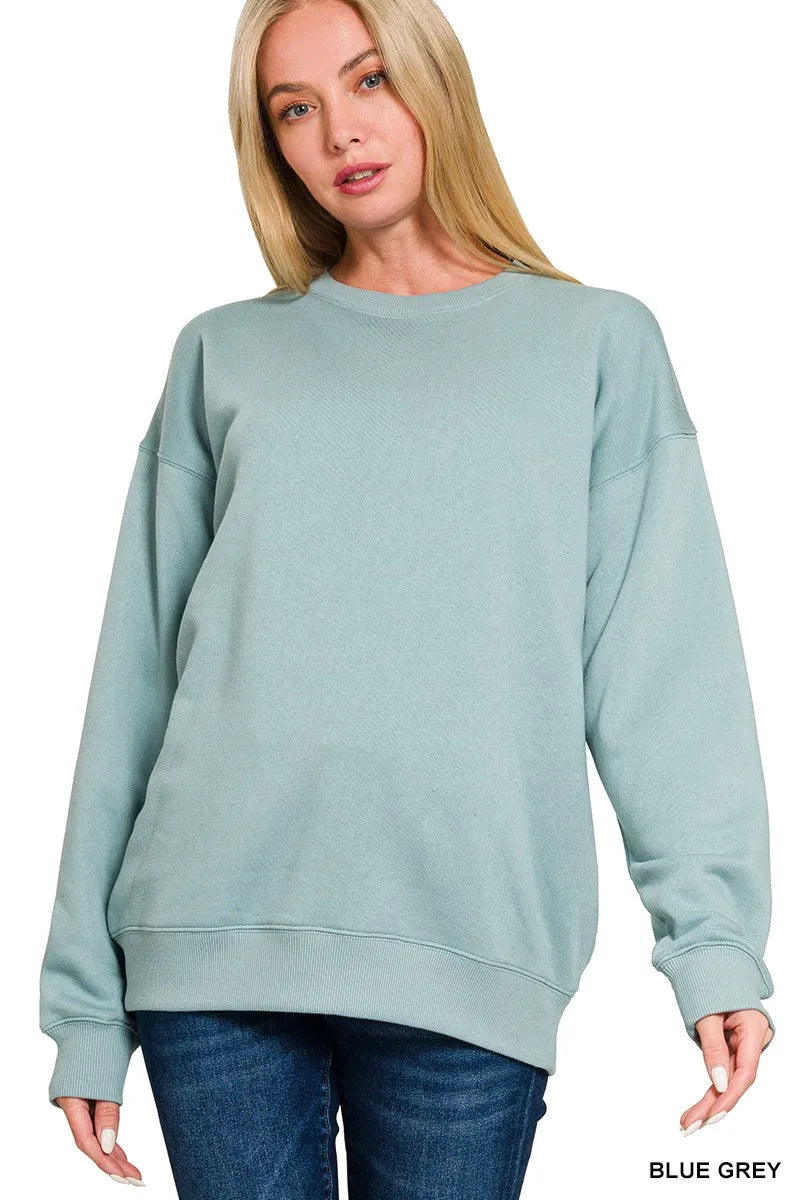 Zenana Fleece Round Neck Sweatshirts - Sydney So Sweet