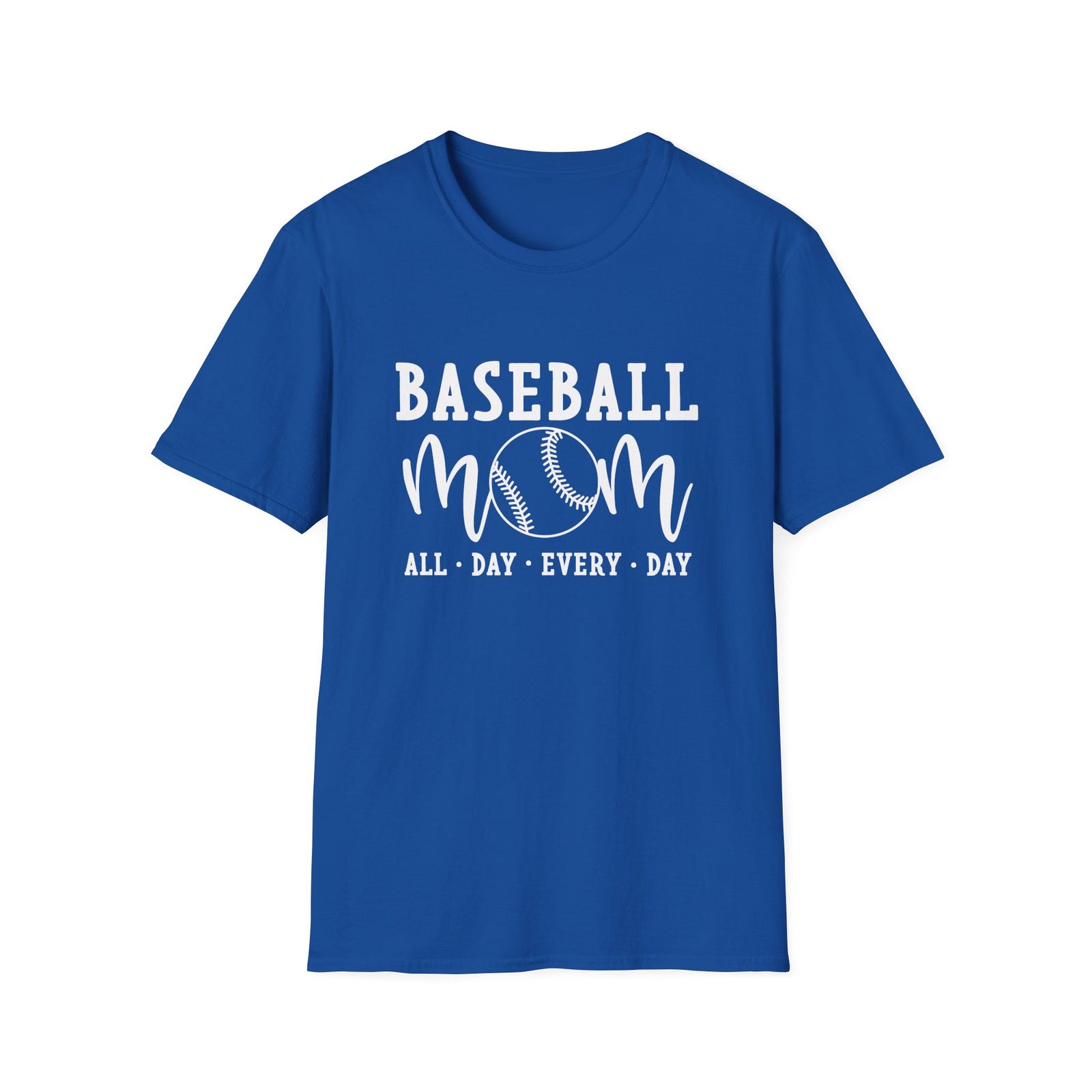 Baseball Mom All Day Graphic T-Shirt Cute Sports Mom Tee (12 Team Colors)