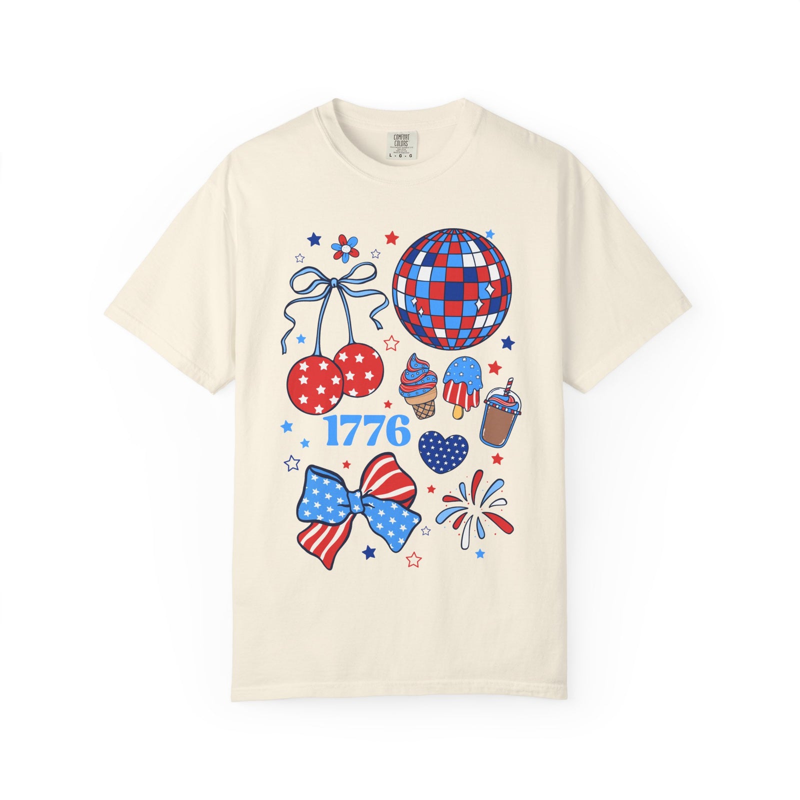 1776 Patriotic Graphic T-Shirt Americana 4th of July Icons Tee