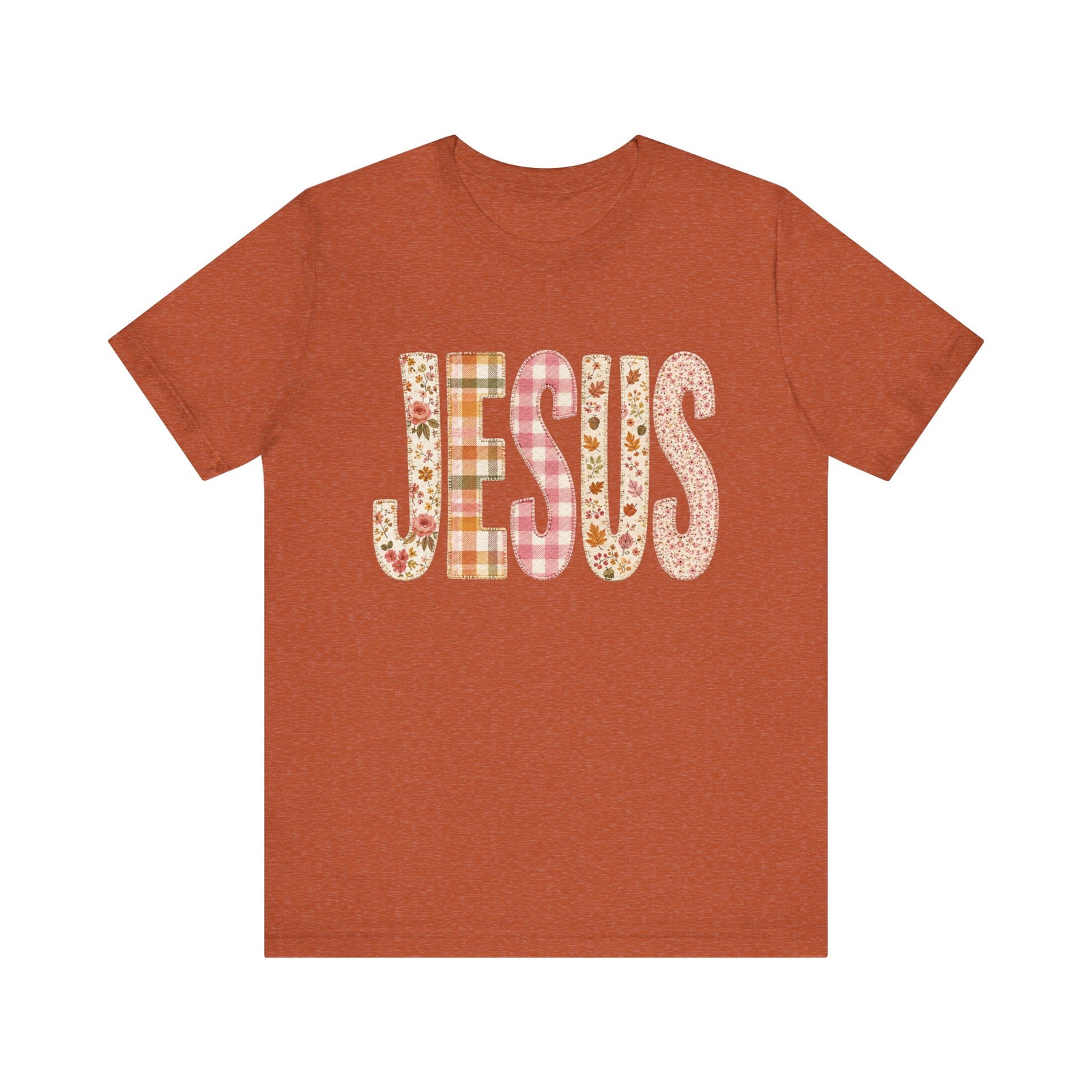 JESUS Floral Plaid Tee Women's Christian Graphic T-Shirt